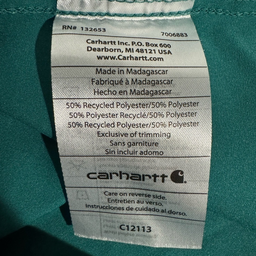 Carhartt Force Women's V-Neck Scrub Top Modern Fit Hunter Green Size Small - Picture 10 of 11